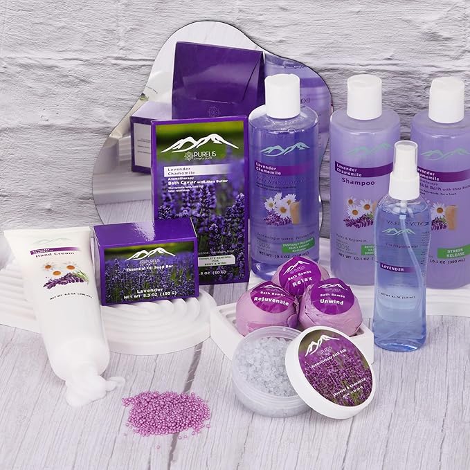 Premium Deluxe Bath & Body Gift Basket. Ultimate Large Spa Basket! #1 Spa Gift Baskets for Women (French Lavender)