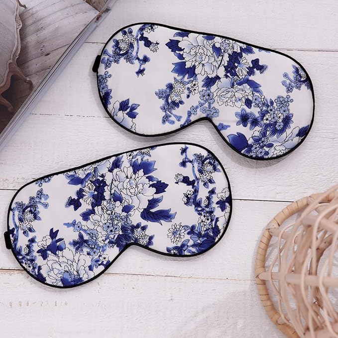 MAXFEEL Feel 100% Pure Silk Eye Mask - Sleep Eye Cover in Floral Colors (#39)