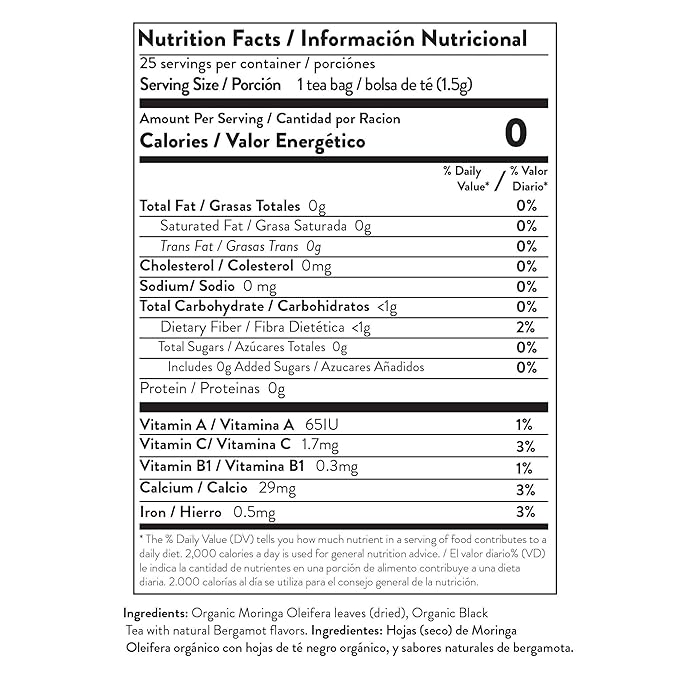 Miracle Tree - 12 Count of Organic Moringa Superfood Tea, 25 Individually Sealed Tea Bags, Earl Grey (Keto, Detox, Energy/Immunity Booster, Vegan, Gluten-Free, Organic, Non-GMO, Caffeine-Free)