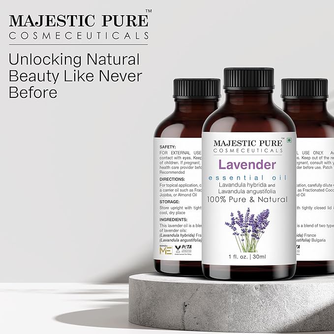 Majestic Pure Lavender Essential Oil - 100% Pure Lavender Oil for Aromatherapy, Massage & Topical Uses, Perfect for Diffuser & Essential Oil Diffuser - 1 fl. oz