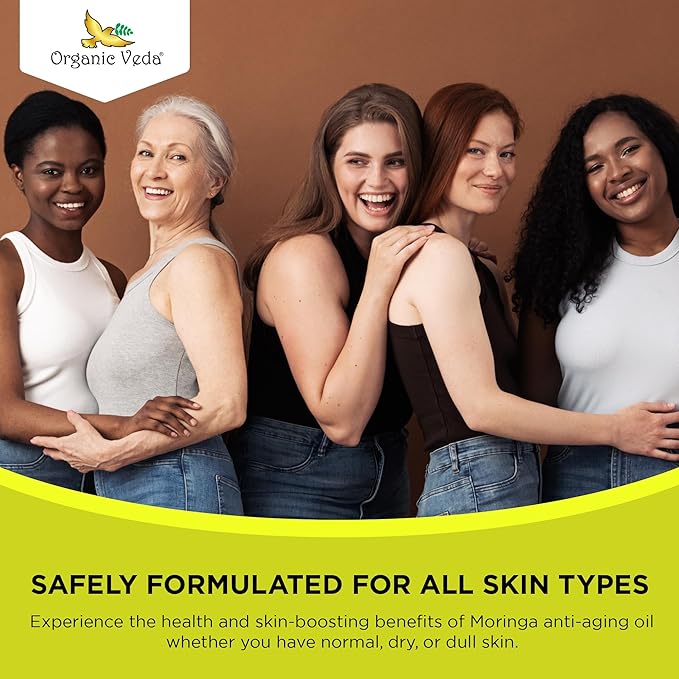 Organic Veda Moringa Face Oil - Hydrating, Fast Absorbing, Miracle Tree Antioxidants, Facial Serum - Organic Moringa Oil, Turmeric, Rose -Anti-Aging, Non-Greasy Day & Night Beautifying Oil -50ml