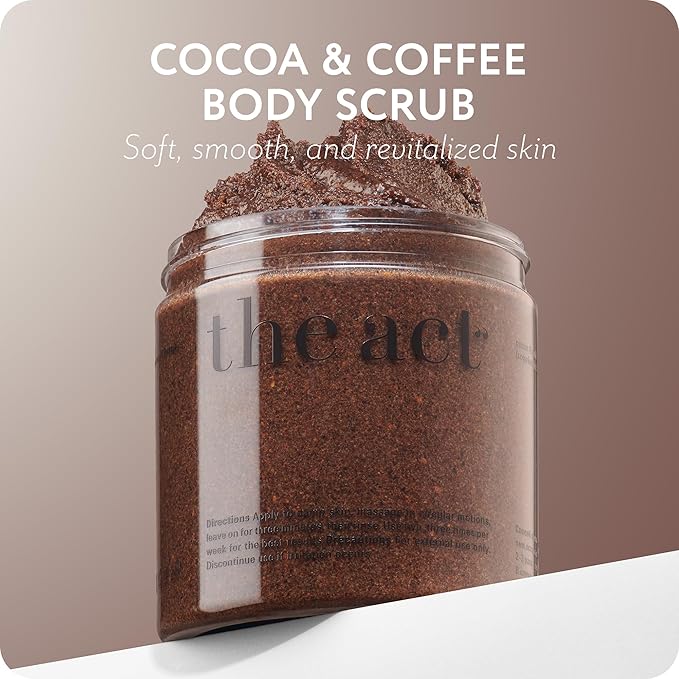Salt Body Scrub with Cocoa & Coffee Oil, Vitamin E, Menthol - Exfoliating Body Scrub for Moisturizing Skin, Cleansing - Home Spa Care, Gift for Women Men, Vegan, Organic 10.58 Oz