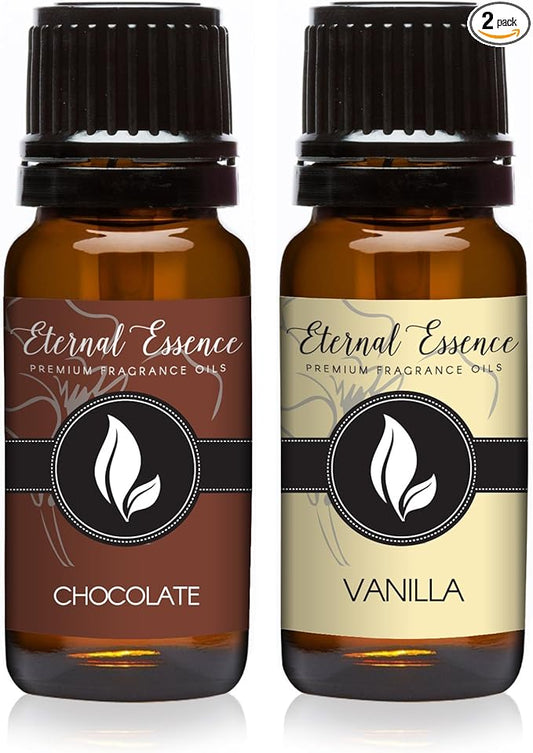 Eternal Essence Oils 2 Pack 10ml Premium Fragrance Oil - Chocolate & Vanilla - for Candle, Soap Making, Aromatherapy, Diffusers, Home Care, & Humidifiers