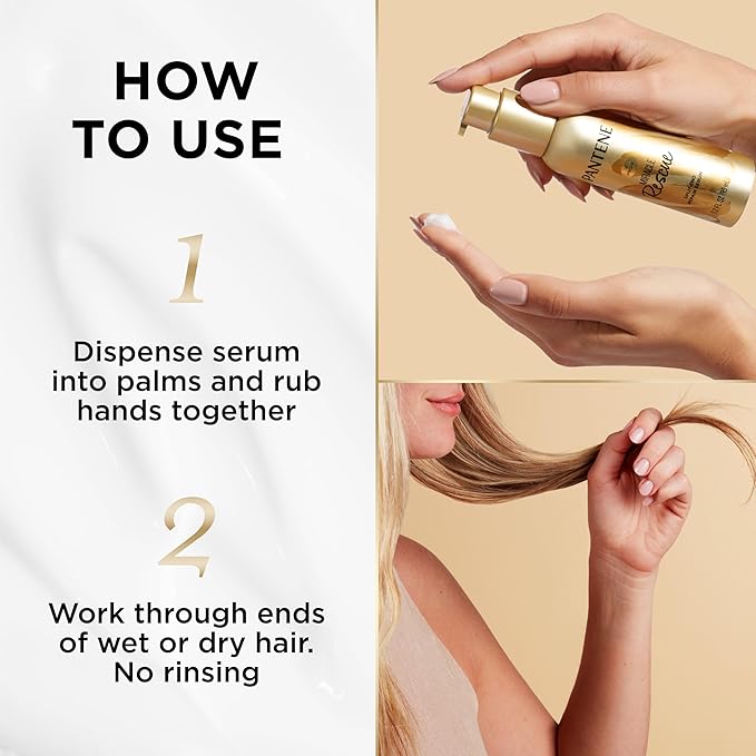 Pantene Hair Serum, Split Ends Hair Treatment, Hair Serum for Frizzy and Damaged Hair, Miracle Rescue, 3.2 oz