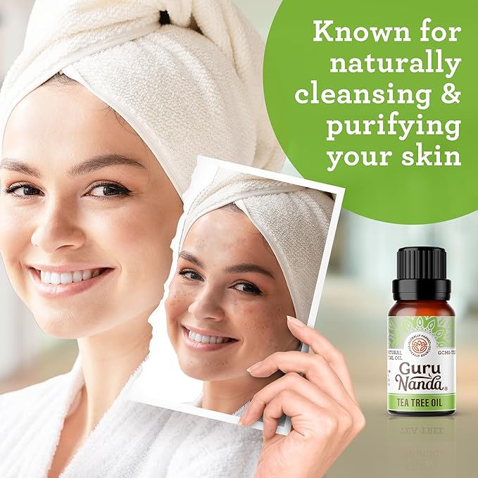 GuruNanda Tea Tree Essential Oil (3x1 Fl Oz) - 100% Pure, Undiluted Aromatherapy Oil for Diffusers, Massages & DIY Recipes - Helps in Skin & Hair Care