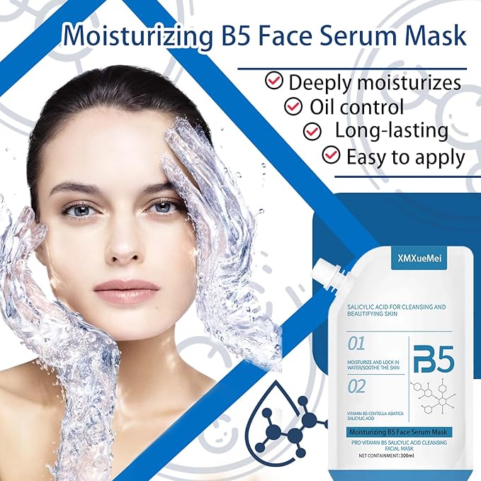 Moisturizing B5 Face Serum Mask,Lightweight & Oil Control Facial Serum,Hydrating Face Serum for Skin Care,B5 Facial Mask with Salicylic Acid