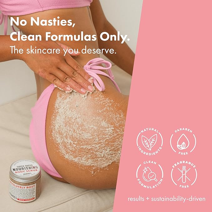 Rose Petal Scrub Foot & Body Exfoliator and Volumizing Hair Powder Dry Shampoo Bundle - 100% Natural Vegan Skin Care by Handmade Heroes