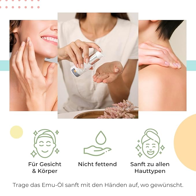 Emu Oil Skin Moisturizer - Scalp, Hair, Face, Body & Nail Moisturizer with Omega 3, 6, 9, Vitamins, & Minerals - Body & Face Serum for Fine Lines, Stretch Marks, Dry Lips & Cuticles - 60mL, Unscented