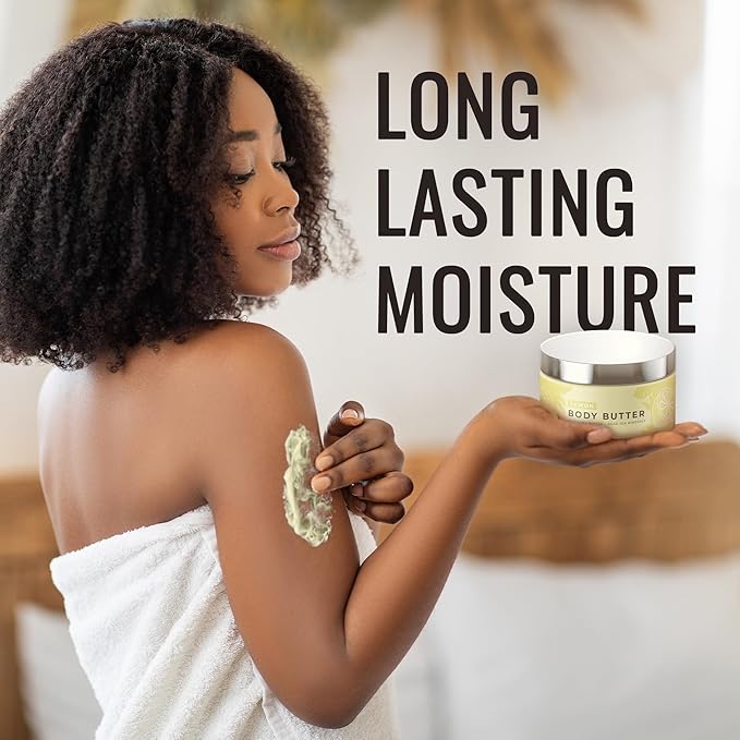 Natural Elephant Body Butter with Shea Butter, Dead Sea Minerals & Vitamin E - Luxurious Moisturizer, Hydrating Cream, Cruelty-Free, Paraben-Free, 9 oz (Lemon)