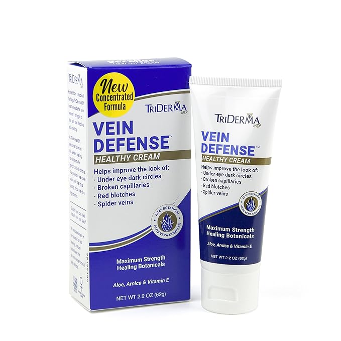 TriDerma Vein Defense Healthy Cream 2.2 Ounces Helps Improve the look of Spider Veins and Under Eye Dark Circles