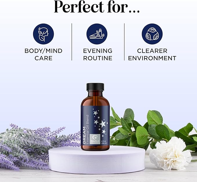 Sleep Essential Oil Blend for Diffuser - Dream Essential Oils for Diffusers Aromatherapy and Relaxation with Clary Sage Ylang-Ylang Roman Chamomile and Lavender for Sleep Time Support (2 Fl Oz)