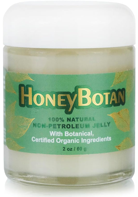 HoneyBotan - 100% Natural Unpetroleum Skin Balm with Organic Ingredients - Petroleum Jelly Alternative for Lips, Hands, Baby Care, Makeup Remover, and More (2 Ounce)