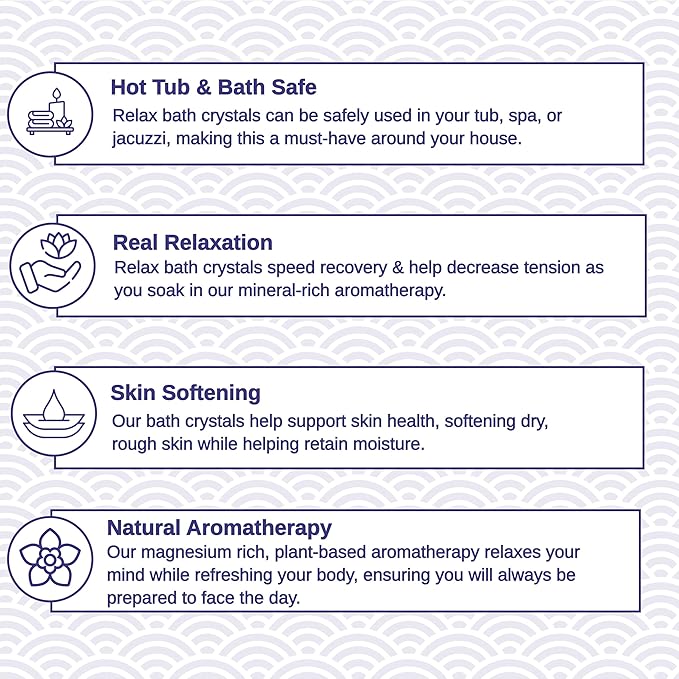 Relax Spa & Bath, Epsom & Dead Sea Salts, Aromatherapy Bath Salts for Hot Tub, Bath, or Spa, Infused with Magnesium, Mothers Day Gifts & Gifts for Mom, Lavender Palmarosa Scent