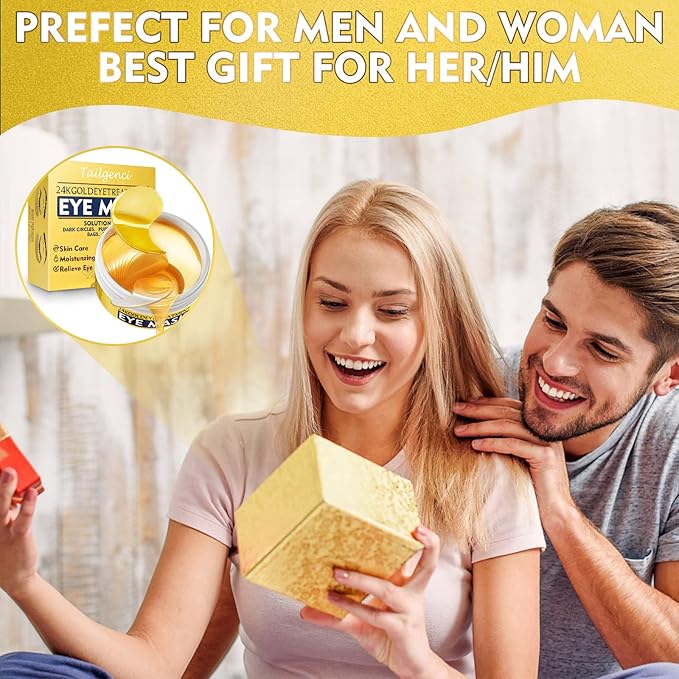 Under Eye Patches, 24K Gold Eye Patches for Puffy Eyes and Dark Circles, Under Eye Masks for Dark Circles and Puffiness, Eye Gel Pads for Eyes Bags Treatment & Non-Irritating Eye Mask Skincare