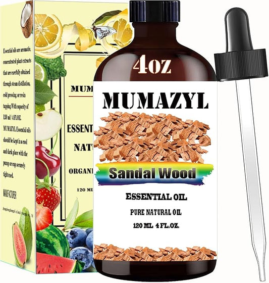 Sandalwood Essential Oil, Sandalwood Oil 4 Fl Oz 120ML for Diffuser Humidifier Yoga Cleaning DIY Candle Soap Making Essential Oils