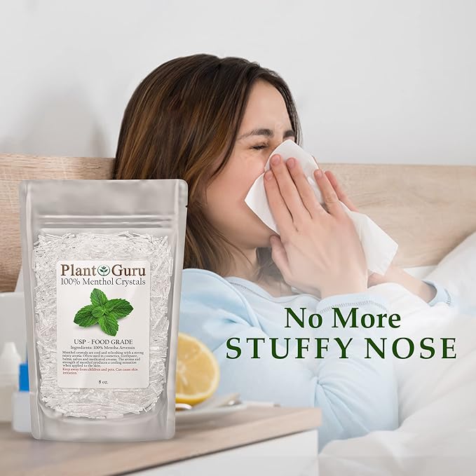 Menthol Crystals 2 oz. Mentha Arvensis 100% Pure Natural USP Food Grade - Great for Cosmetics, Salves, Balms, Creams and Soap Making.