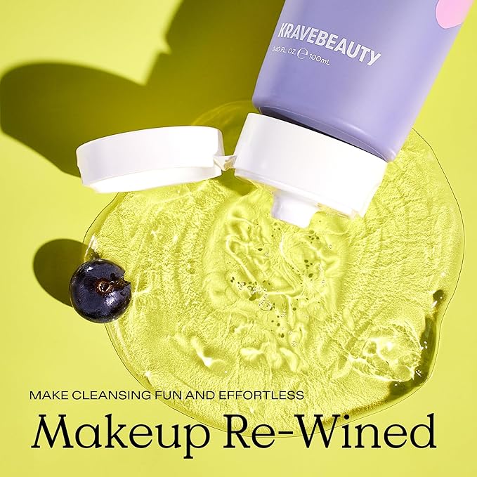 KraveBeauty Makeup Re-Wined Duo, Transforming Jelly Oil Cleanser Duo, Removes Makeup & Impurities, Suitable For All Skin Types, Vegan & Cruelty Free, 3.38 fl oz x2