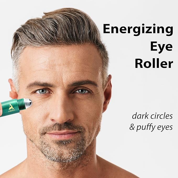 Abera Eye Roller Serum with Mint Essence for Men, Vitamin C and Peptides - Energizing Serum for Dark Circles and Puffiness, Fine Lines Serum, 0.34 fl oz (B. 2 Boxes)