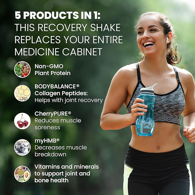 SaltWrap Protein Clinic - Total Body Recovery Shake with Collagen Peptides, HMB, Tart Cherry Extract, Pea Protein Powder Isolate, Prebiotic Fiber for Joints Natural Muscle Builder & Recovery - Vanilla