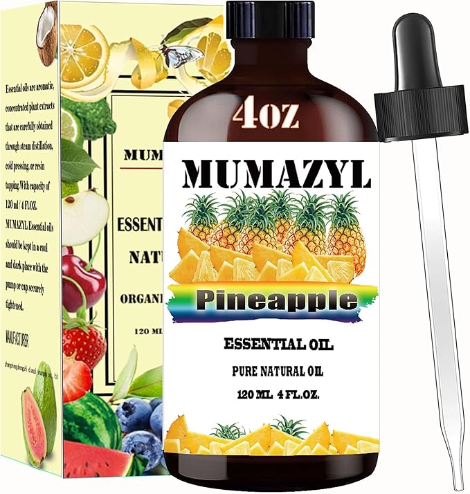 Pineapple Essential Oil, Pineapple Oil 4 Fl Oz 120ML for Diffuser Humidifier Yoga Cleaning DIY Candle Soap Making Essential Oils