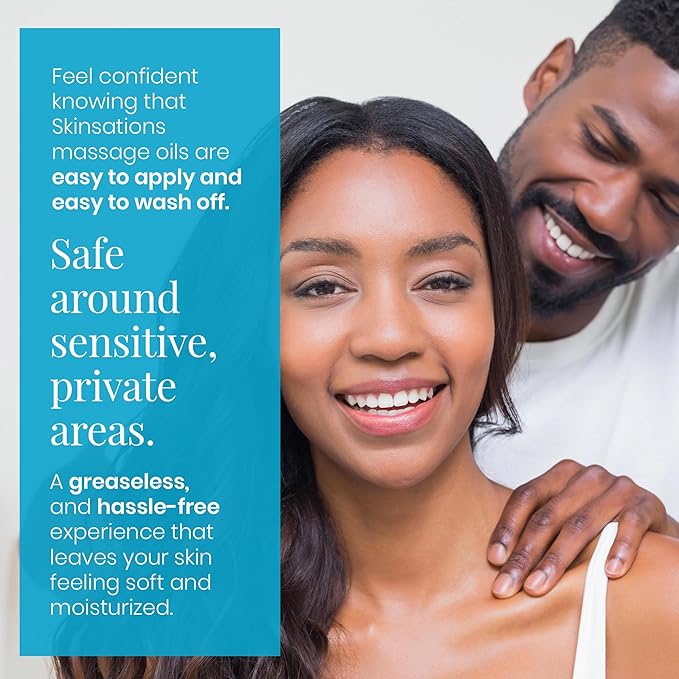 Skinsations - Vanilla Massage Oil for Massage Therapy - 8oz | Silky-Soft Blend of Sweet Almond, Fractionated Coconut, Grapeseed and Jojoba Oil | Scented Body Oil, Sore Muscles, Aromatherapy