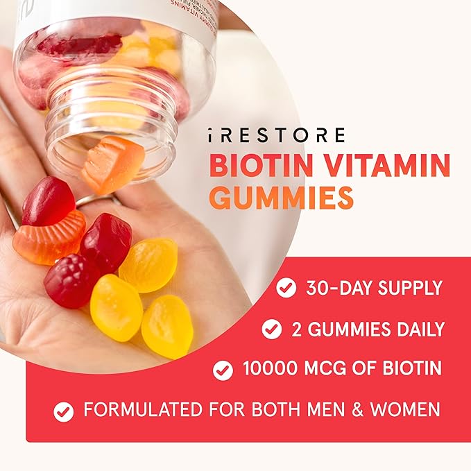 iRestore Hair Gummy Vitamins, Vegan Biotin Gummies for Hair Skin and Nails, Hair Gummies, Biotin Gummies for Hair Growth Biotin Vitamins for Women & Men, Biotin 10,000mcg, 3PK