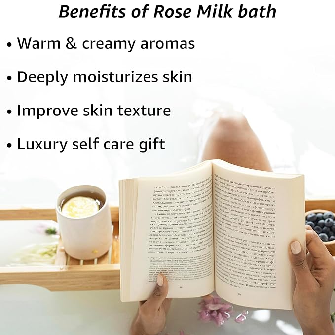 Calming Rose Coconut Milk Bath Soak Moisturize Soften Skin Honey Jasmine Vanilla Destress Luxury Spa Bath Salt Powder Stress Relief Gifts for Women