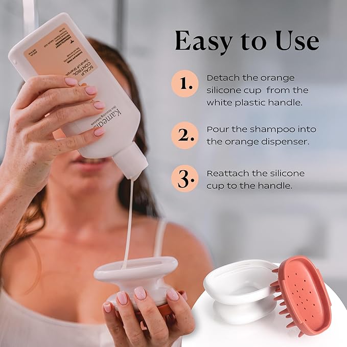 KAMEDIS Scalp Care Set: Clinically Proven Anti Dandruff Shampoo 16.9 Fl.Oz. & Scalp Massager Hair Brush. Gentle Scalp Scrubber Exfoliator and Dandruff Treatment, Suitable for Men & Women