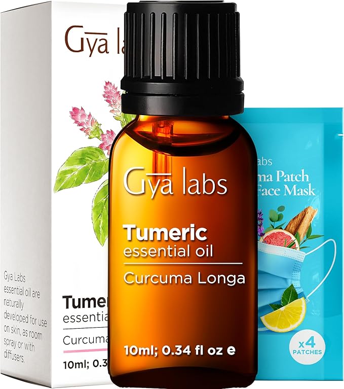 Gya Labs Turmeric Essential Oil - 0.34 Fl Oz - 100% Pure Natural Turmeric Oil for Skin, Face, Body, Hair, Massage - Spicy Warm Scent for Candle Making & Aromatherapy