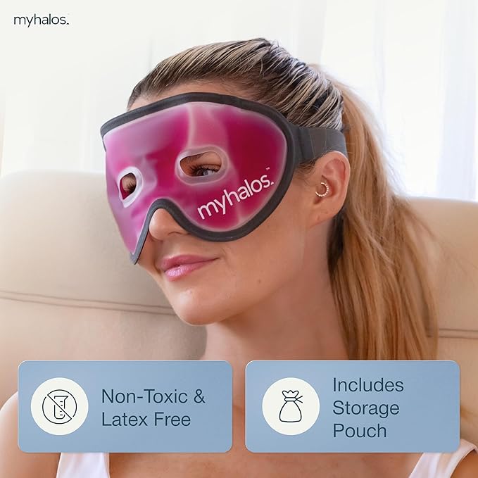 HM Cooling Eye Mask - Reusable Gel Cold Pack Soothes Puffy Eyes, Dark Circles & Hangovers - Relieve Headaches & Sinus Pain With Cold Therapy