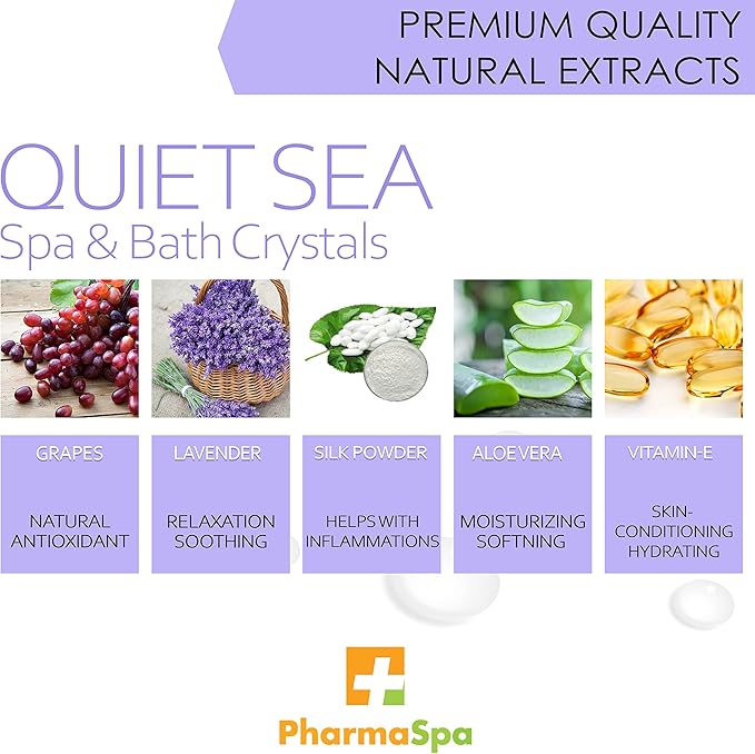 Nature: Spa and Bath Crystals with All-Natural Extracts - 385 g/13 oz – Epsom Bath Salt for Hot Tub Aromatherapy and Relaxation – Gluten Free, Parabens Free, Cruelty Free (Quiet SEA)