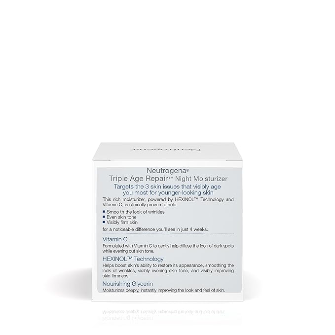 Neutrogena Triple Age Repair Night Cream, 1.7oz Jar, Anti-Aging Face Cream, Face Moisturizer For Women & Men, Hydrating Night Face Moisturizer for Even Skin Tone & Firming, Vitamin C