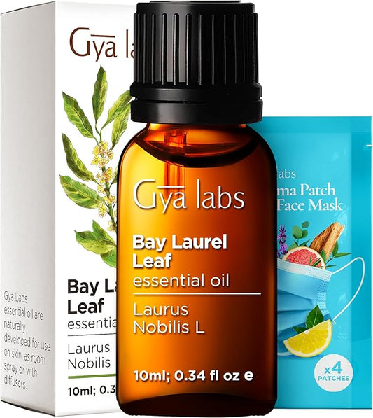 Gya Labs Bay Leaf Essential Oil for Diffuser - 0.34 Fl Oz - 100% Natura Bay Laurel Oil for Hair, Candle Making - Spicy, Herbaceous Scent