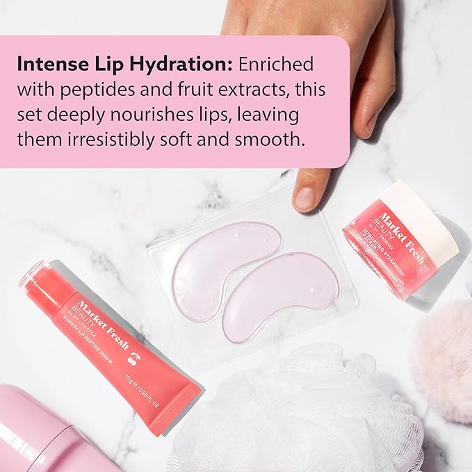 Pretty Pout Lip Kit – Exfoliating Strawberry Lip Scrub & Cherry Lip Peptide Serum | Hydrates, Smooths, and Revitalizes | Cruelty-Free & Clean Beauty