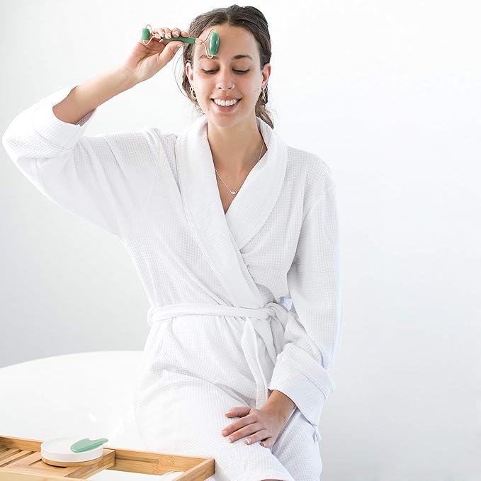 WITTY Jade Face Roller and Gua Sha Set in Hand-Drawn Giftbox - Gua Sha Stone, Face Massager Roller, Beauty Massage Face Scraper Tools - Guasha Tool for Face Roller Skin Care, Eyes, Neck - Extra Pouch