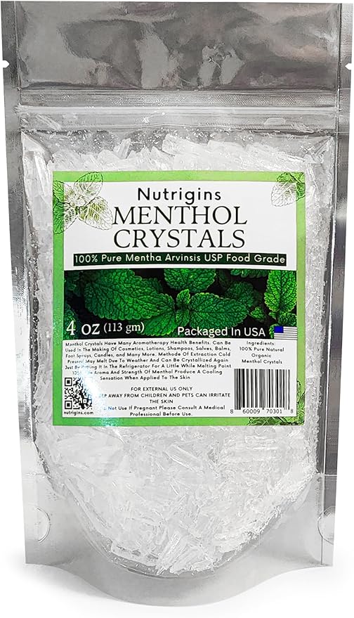 Menthol Crystals 100% Pure Organic Natural Spa Quality in 4OZ Resealable Bag