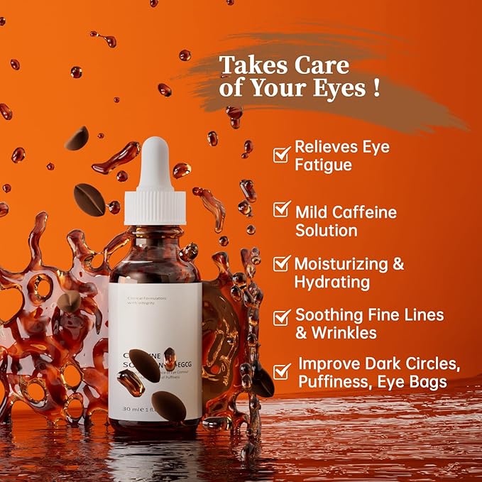 Caffeine Solution 5% + EGCG For Face, 30ML 2 PCS Moisturizing Caffeine Eye Serum For Dark Circles & Puffiness, Anti-aging Caffeine Serum.