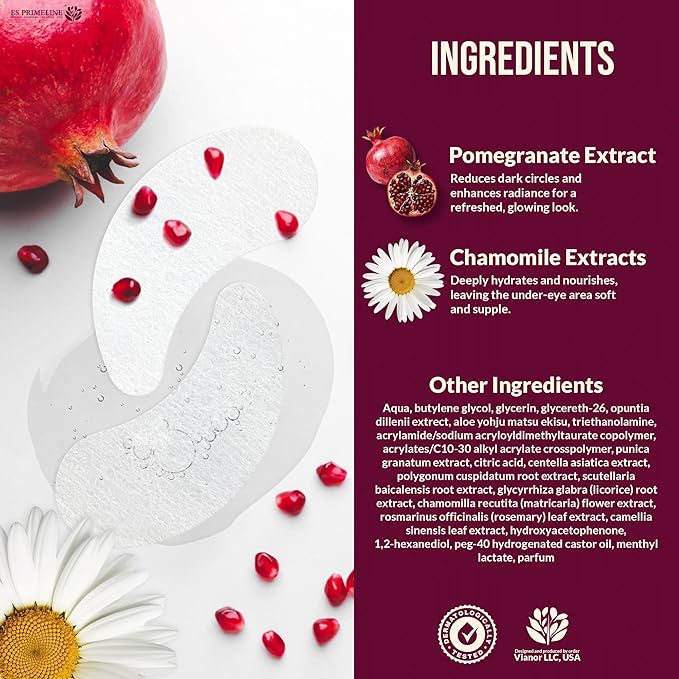 Under Eye Patches Booster Pomegranate &10ml Serum –12 Pairs for Puffy Eyes Dark Circles Eye Bags Anti-Wrinkle Collagen Retinol Anti Aging Hydrating Birthday Gift
