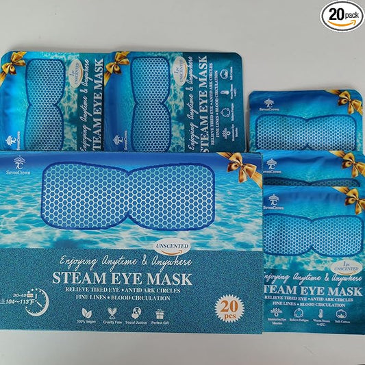 Sleep Mask for Travel Essentials,Steam Eye Mask,Warm Compress for Eyes, Heated Eye Mask Reduce Puffiness & Dark Circles & Soothe Tired Eyes, Self Care SPA Relaxation Gifts for Women 20 Packs,Unscented