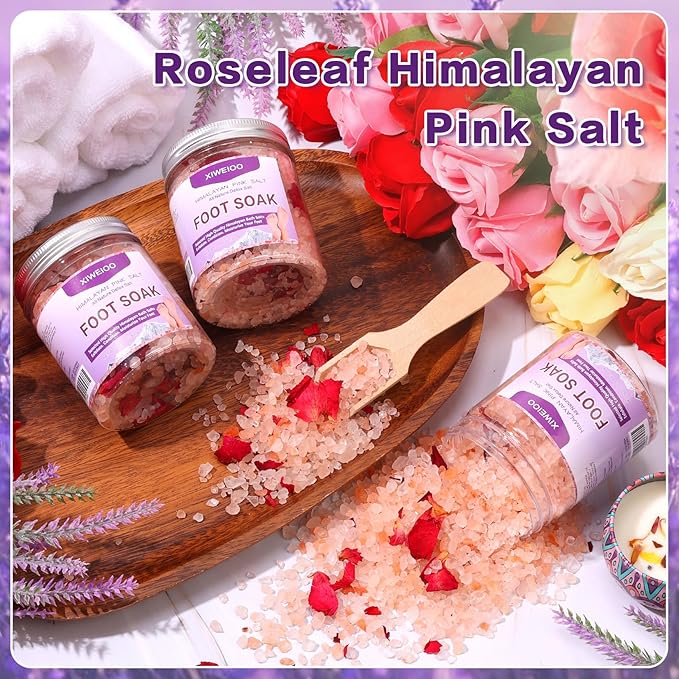 Foot Soak Kit Pack of 3 Natural Epsom Salt Rose- Essential spa Itching,Foot Bath Salt Tea Tree Oil Soak Care Pedicure Feet spa Message Tea Tree Oil