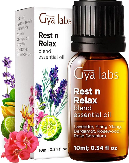 Gya Labs Rest N Relax Essential Oil Blend for Diffuser & Skin - Calming & Relaxing Oil for Massage & Aromatherapy (0.34 Fl Oz)