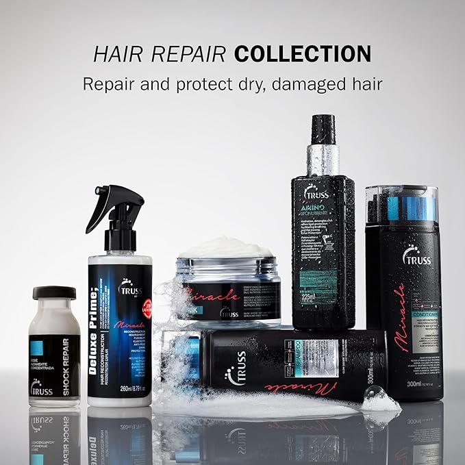 TRUSS Repairing Hair Serum - Shock Repair Hair Care for Damaged Strands - Highly Concentrated for Split End Repair & Protection - Weekly Reconstructing Treatment for Hydration & Strength (4 Ampoules)