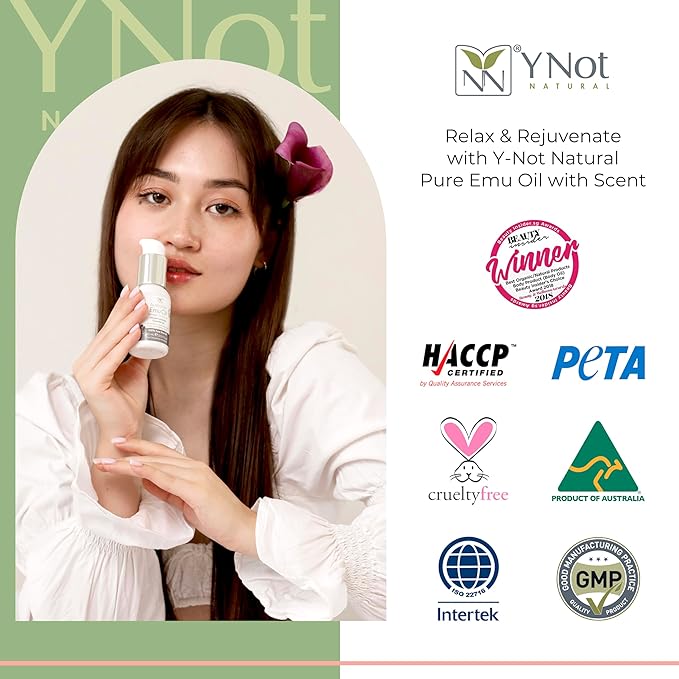 Emu Oil Pure Skin Moisturizer - Nail, Body, Face, Scalp & Hair Moisturizer with Omega 3, 6, 9, Vitamins, & Minerals - Australian Emu Oil for Skincare by Y-Not Natural - 60mL, Sandalwood