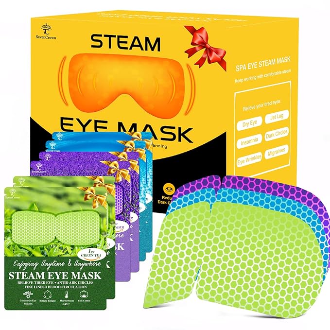 30 Pcs Steam Eye Mask for Puffy Eyes & Dark Circles, Self-Heating Sleep Mask for Travel Essentials, Hydrating & Soothing Eye Patches, Self-Care SPA Relaxation Gifts for Women, Men,Stocking Stuffers