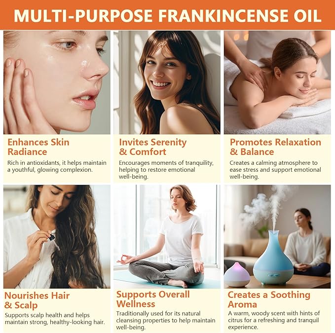 Premium Frankincense Essential Oil 2PCS– 100% Pure & Natural, Therapeutic Grade for Skin, Face & Aromatherapy | Best Frankincense Oil for Face, Wrinkles & Scars | Deeply Nourishing