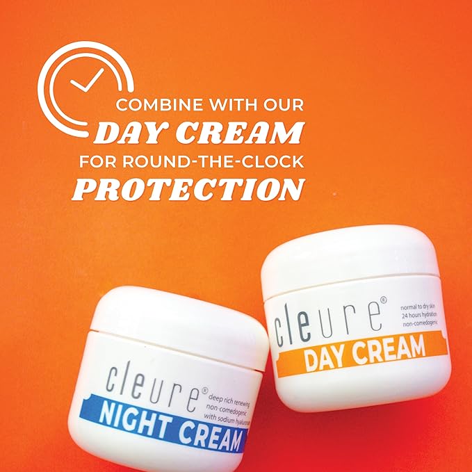 Cleure Hyaluronic Acid & Shea Butter Anti-Aging Night Cream for Sensitive Skin, Gluten, Salicylate, Paraben & Fragrance Free (2 oz, Pack of 1)