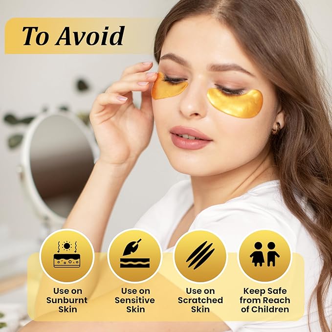 Beauty Golden Under Eye Patches (20 Pairs) - Under Eye Mask for Face Collagen Skin Care Products, Treatment for Dark Circles, Puffy Eyes, Refreshing, Revitalizing, Travel, Wrinkles