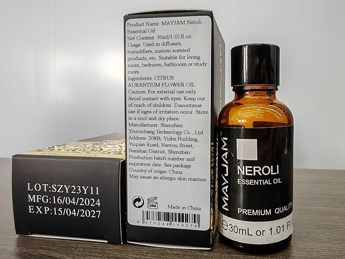 Neroli Essential Oil 30ML/ 1.01FL.OZ, MAYJAM Pure Neroli Oil for Massage, Diffuser, Soap Making, Long Lasting Scents