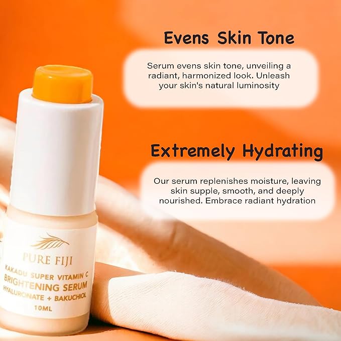 Pure Fiji Vitamin C Brightening Duo Kit - Foaming Oil and Brightening Vitamin C Face Serum - Anti Aging Anti-Wrinkle Facial Serum Gentle Foaming Oil, Antioxidant Serum, for All Skin Types