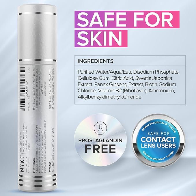 NYK1 CONCENTRATED Lash Serum For Eyelash Growth (XL - 8ml) LashForce Eyelash Serum To Grow Lashes Longer And Thicker - Eye Lash Enhancing Formula With Easy Application And Long Lasting Results